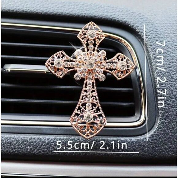 2/$21 Ladies Elegant Gold Cross Car Vent Clip - Brand New - Picture 3 of 6